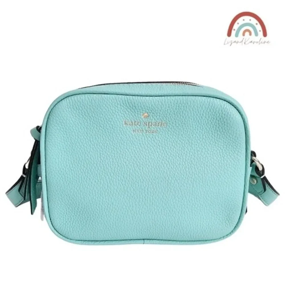 New! Kate Spade Pyper Mulberry Street Leather Aqua Bloom Camera Crossbody Bag